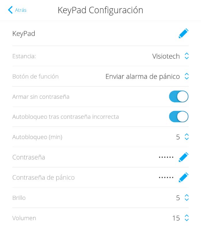 Configuración Keypad Ajax